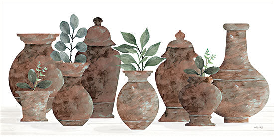 Cindy Jacobs CIN4035 - CIN4035 - Clay Vases and Pots - 18x9 Still Life, Clay Pots, Clay Vases, Greenery, French Country from Penny Lane