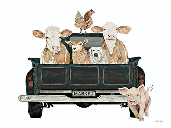 Cindy Jacobs CIN4039 - CIN4039 - Joy Ride on the Farm - 16x12 Whimsical, Farm Animals, Cows, Pig, Sheep, Chicken, Dog, Truck, Pickup Truck, Joy Ride, Market, Humor from Penny Lane