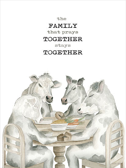 Cindy Jacobs CIN4052 - CIN4052 - Grateful, Thankful, Blessed - 12x16 Whimsical, Kitchen, Cows, The Family that Prays Together Stays Together, Typography, Signs, Textual Art, Family, Kitchen Table, Prayer, Eating, Farmhouse/Country from Penny Lane