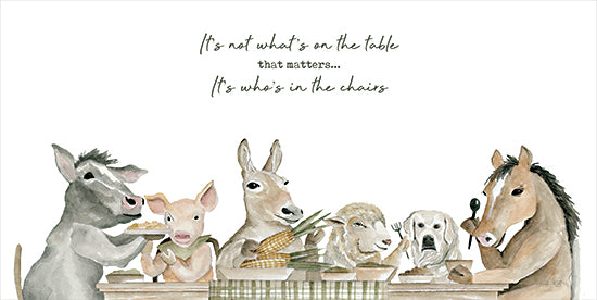 Cindy Jacobs CIN4054 - CIN4054 - It's Who Is in the Chairs - 18x9 Whimsical, Kitchen, Cows, Pig, Sheep, Horse, Dog, Chicken, Family, It's Not What's on the Table, Typography, Signs, Textual Art, Family, Kitchen Table, Eating, Farmhouse/Country from Penny Lane