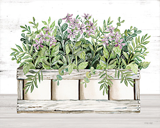 Cindy Jacobs CIN4124 - CIN4124 - Flower Crate I - 16x12 Still Life, Flower Crate, Flowers, Purple Flowers, Leaves, Flowering Plants from Penny Lane