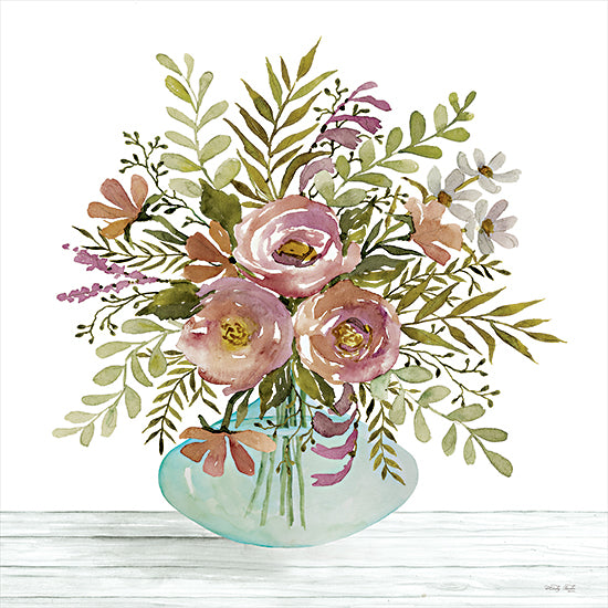 Cindy Jacobs CIN4128 - CIN4128 - Whimsy Floral II - 12x12 Flowers, Pink Flowers, Greenery, Bouquet, Vase, Light Blue Vase from Penny Lane