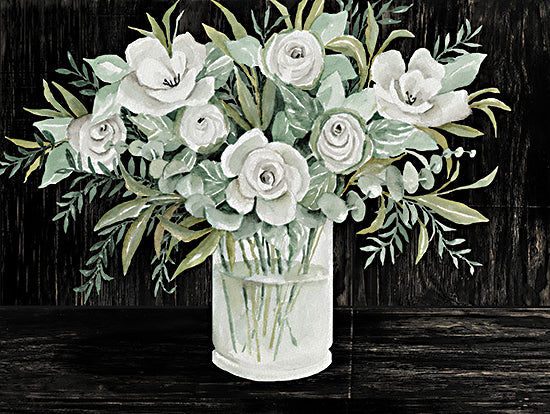 Cindy Jacobs CIN4136 - CIN4136 - Beautiful Bouquet - 16x12 Flowers, White Flowers, Greenery, Vase, Black Background from Penny Lane
