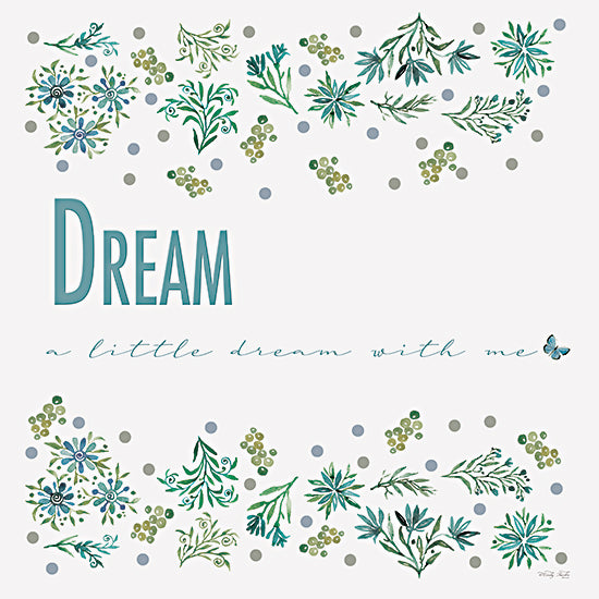 Cindy Jacobs CIN4144 - CIN4144 - Dream - 12x12 Inspirational, Dream a Little Dream with Me, Typography, Signs, Textual Art, Flowers, Berries, Greenery, Butterfly, Blue, Green from Penny Lane