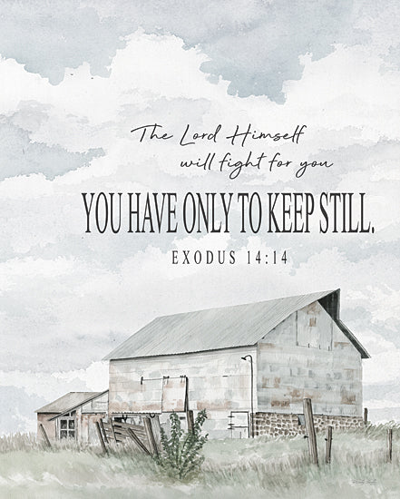 Cindy Jacobs CIN4151 - CIN4151 - Keep Still - 12x16 Religious, The Lord Himself Will Fight for You, Exodus, Bible Verse, Typography, Signs, Textual Art, Barn, Farm, Landscape, Neutral Palette from Penny Lane