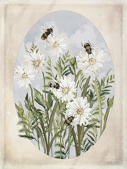 Cindy Jacobs CIN4193 - CIN4193 - Happy Place to Bee  - 12x16 Flowers, Daisies, Bees, Spring,  White Daisies, Oval Cutout from Penny Lane