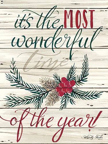 Cindy Jacobs CIN621 - The Most Wonderful Time - Holiday, Holly, Pinecones, Sentiment from Penny Lane Publishing