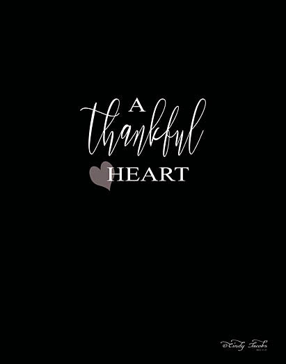 Cindy Jacobs CIN796 - A Thankful Heart - Black & White, Inspirational, Heart, Typography from Penny Lane Publishing