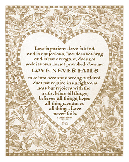 Cindy Jacobs CIN816 - Heart and Roses Love is Patient    - Heart, Typography, Vintage, Love, Inspirational from Penny Lane Publishing