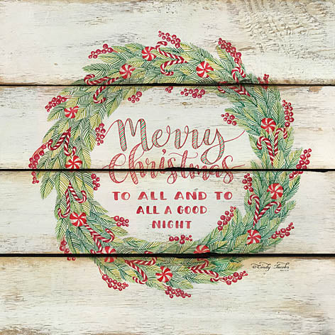 Cindy Jacobs CIN863 - Merry Christmas Candy Cane Wreath - Merry, Holiday, Wreath, Candy Canes, Wood Planks from Penny Lane Publishing