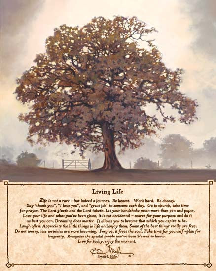 Bonnie Mohr COW128 - COW128 - Living Life - 16x20 Living Life, Tree, Inspiritional, Quote, Sepia, Motivational, Typography, Signs from Penny Lane