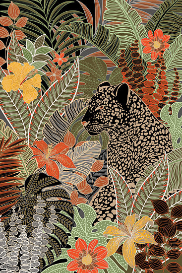 Cat Thurman Designs CTD111 - CTD111 - Modern Leopard - 12x18 Abstract, Leopard, Jungle, Flowers, Greenery, Leaves, Tropical, Wildlife, Contemporary from Penny Lane