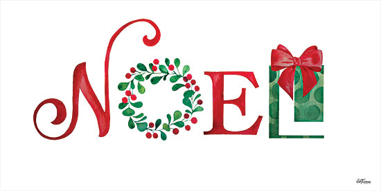 Cat Thurman Designs CTD121 - CTD121 - Noel Letters - 18x9 Christmas, Holidays, Noel, Typography, Signs, Wreath, Greenery, Presents, Green, Red, Winter from Penny Lane