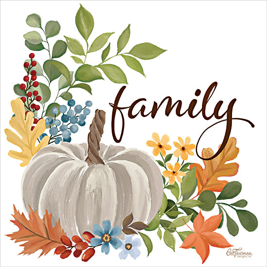 Cat Thurman Designs CTD243 - CTD243 - Family Fall Pumpkin - 12x12 Fall, Inspirational, Family, Typography, Signs, Textual Art, Pumpkin, White Pumpkin, Flowers, Leaves, Berries, Greenery from Penny Lane