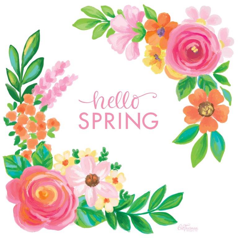 Cat Thurman Designs CTD260 - CTD260 - Hello Spring Flowers - 12x12 Spring, Flowers, Spring Flowers, Pink Flowers, Orange Flowers, Hello Spring, Typography, Signs, Textual Art from Penny Lane