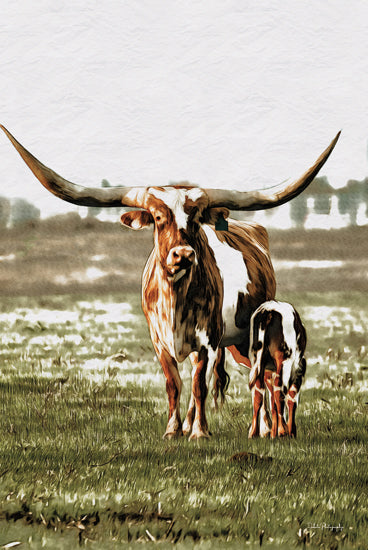 Dakota Diener DAK241 - DAK241 - Mama Longhorn - 12x18 Cow, Longhorns, White &  Brown Longhorn, Mother and Baby Longhorn, Photography, Landscape from Penny Lane