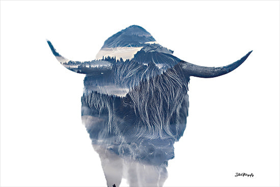 Dakota Diener DAK279 - DAK279 - Highland Thoughts   - 18x12 Photography, Cow, Highland Cow, Double Exposure, Landscape, Highland Thoughts from Penny Lane