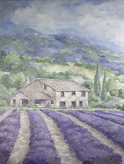 Debi Coules DC116 - DC116 - French Farmhouse Lavender - 12x16 Lavender, Fields, House, Mountains, Landscape from Penny Lane