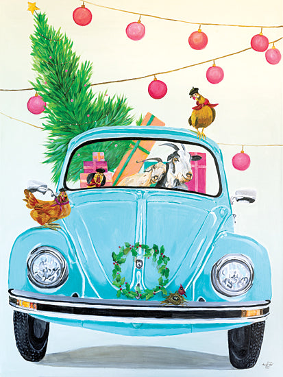 Diane Fifer DF136 - DF136 - The Most Wonderful Time of the Year - 12x16 Christmas, Chickens, Goats, Presents, VW Bug, Vintage, Wreath, Ornaments from Penny Lane