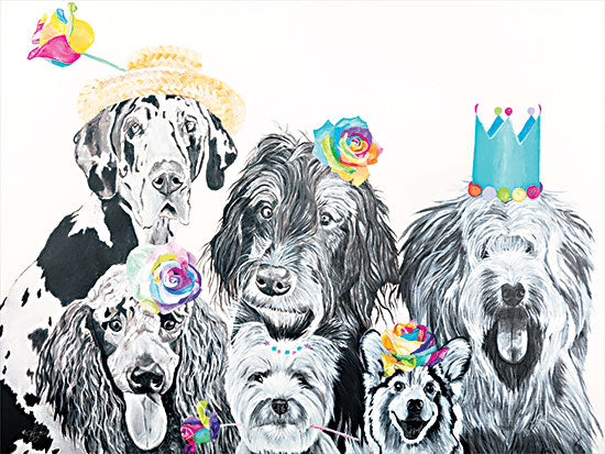 Diane Fifer DF144 - DF144 - Flower Dogs - 16x12 Dogs, Humorous, Dogs with Hats from Penny Lane
