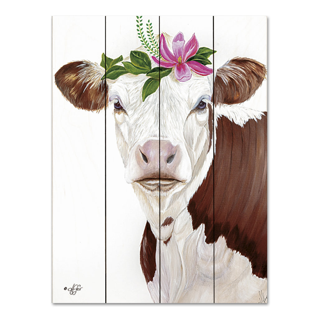 Diane Fifer DF147PAL - DF147PAL - Magnolia Missy    - 12x16 Cow, Whimsical, Flowers, Pink Flowers, Bohemian from Penny Lane