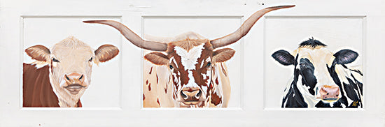 Diane Fifer DF177A - DF177A - Farm Friends - 36x12 Cow, Farm Animals, Farm, Triptych, Three Cows from Penny Lane