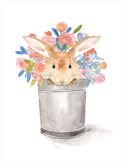 Dogwood Portfolio DOG134 - Grow Beautifully Beehive - 12x16 Bunny, Rabbit, Galvanized Bucket, Flowers, Spring from Penny Lane