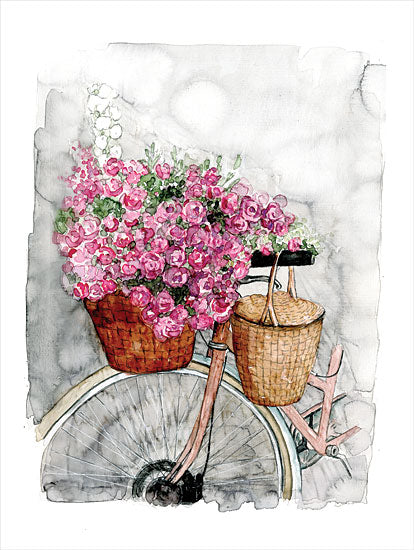 Dogwood Portfolio DOG158 - DOG158 - Bicycle in Spring - 12x16 Bicycle, Bike, Flowers, Flowers in Basket, Pink Flowers, Abstract from Penny Lane