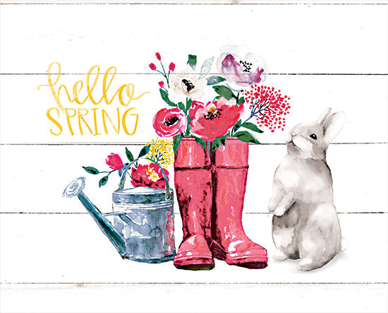 Dogwood Portfolio DOG160 - DOG160 - Hello Spring - 16x12 Hello Spring, Boots, Rabbit, Flowers, Watering Can, Seasons, Signs from Penny Lane