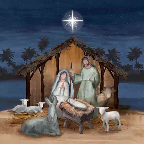 Dogwood Portfolio DOG263 - DOG263 - Starry Night Nativity - 12x12 Christmas, Holidays, Religious, Nativity, Manger, Starry Night, Star, Baby Jesus, Mary, Joseph, Donkey, Lambs, Night, Palm Trees from Penny Lane