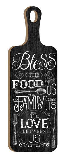 Deb Strain DS1110CB - DS1110CB - Bless the Food - 6x18 Kitchen, Cutting Board, Bless the Food Before Us, Typography, Signs, Textual Art, Inspirational, Chalkboard, Black & White, Place Setting from Penny Lane