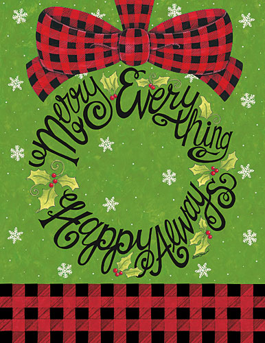 Deb Strain DS1577 - Merry Everything Wreath - Holiday, Signs, Plaid, Typography, Wreath, Bow from Penny Lane Publishing