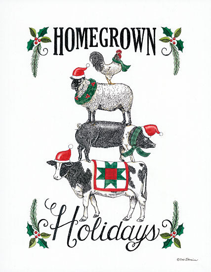 Deb Strain DS1747 - DS1747 - Homegrown Holidays      - 12x16 Signs, Typography, Rooster, Sheep, Pig, Cow, Santa Hats, Christmas from Penny Lane