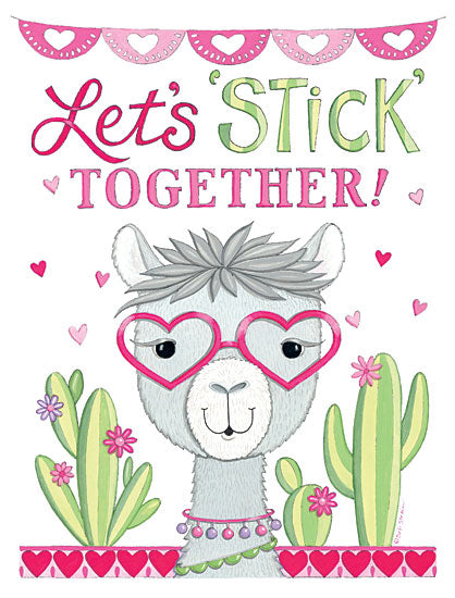 Deb Strain DS1759 - Let's Stick Together - 12x16 Llamas, Cactus, Love, Hearts, Valentine's Day from Penny Lane