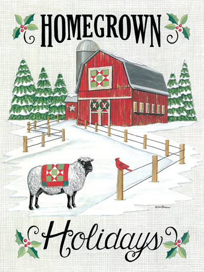 Deb Strain DS1821 - DS1821 - Homegrown Holidays - 12x16 Homegrown Holidays, Christmas, Farm, Barn, Sheep, Trees, Christmas Trees from Penny Lane