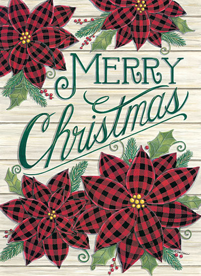 Deb Strain DS1867 - DS1867 - Buffalo Plaid Poinsettia Christmas - 12x16 Signs, Typography, Merry Christmas, Poinsettias, Buffalo Plaid, Wood Planks, Christmas Ivy from Penny Lane