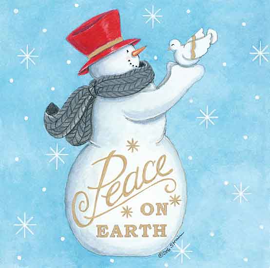 Deb Strain DS1870 - DS1870 - Peace on Earth Snowman - 12x12 Signs, Typography, Snowman, Birds, Scarf, Top Hat from Penny Lane