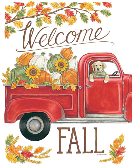 Deb Strain DS1893 - DS1893 - Fall Truck & Lab - 12x16 Signs, Typography, Dog, Welcome Fall, Pumpkins, Sunflowers, Vintage Truck from Penny Lane