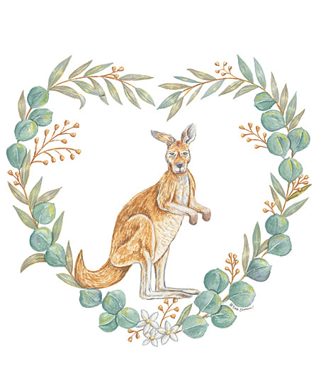 Deb Strain DS1898 - DS1898 - Kangaroo Love - 12x16 Kangaroo, Wreath, Greenery, Heart, Love, Australia from Penny Lane