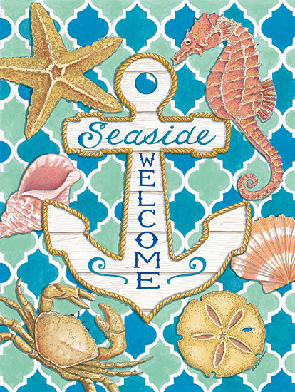 Deb Strain DS1914 - DS1914 - Seaside Welcome Anchor - 12x16 Anchor, Shells, Crab, Sand Dollar, Seahorse, Welcome, Signs, Patterns from Penny Lane