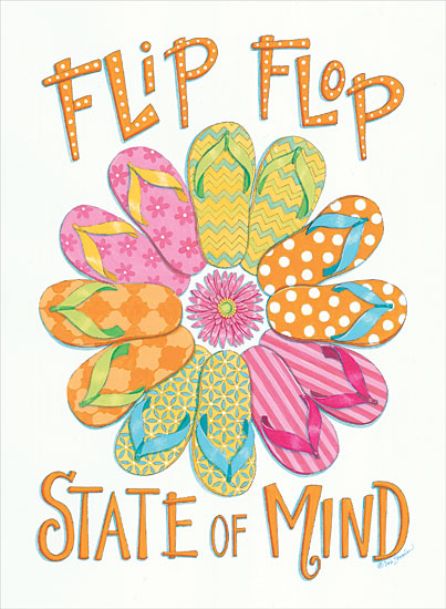 Deb Strain DS1919 - DS1919 - Flip Flop State of Mind - 12x16 Flip Flops, Summer, Flowers, Blooms, Tropical, Tweens, Signs from Penny Lane