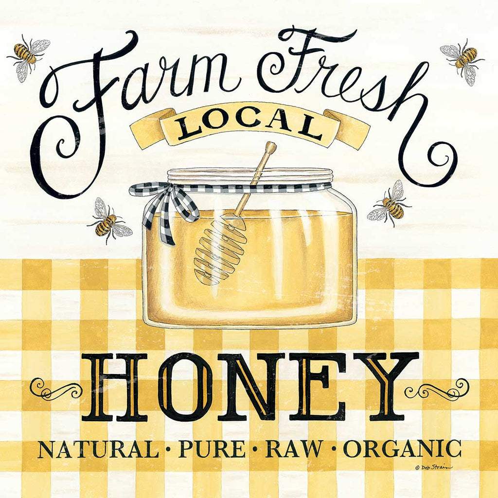 Deb Strain DS1946 - DS1946 - Farm Fresh Honey - 12x12 Farm Fresh, Honey, Bees, Gingham, Country from Penny Lane