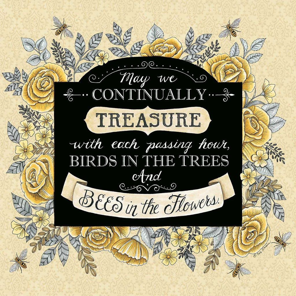 Deb Strain DS1947 - DS1947 - Continually Treasure - 12x12 Treasure, Bees, Calligraphy, Flowers, Banners, Signs from Penny Lane