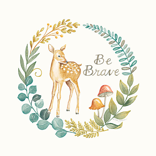 Deb Strain DS1957 - DS1957 - Be Brave Deer - 12x12 Be Brave, Deer, Children, Baby, Forest Animals, Greenery, Woodland Creatures from Penny Lane