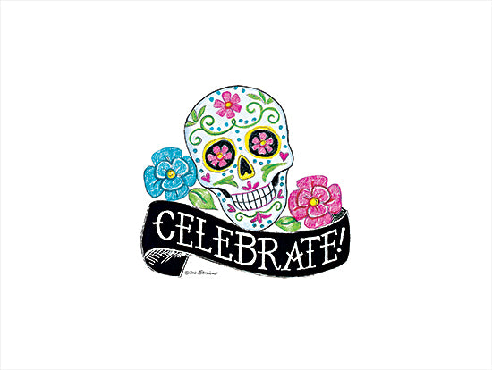 Deb Strain DS1969 - DS1969 - Celebrate Sugar Skull - 16x12 Celebrate, Sugar Skull, Flowers, Halloween from Penny Lane