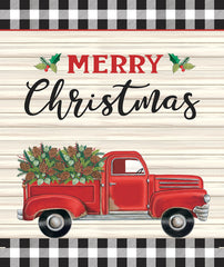 DS1983 - Pinecone Holly Berry Red Truck - 12x16