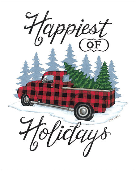 Deb Strain DS1996 - DS1996 - Happiest of Holidays - 12x16 Happiest of Holidays, Christmas, Truck, Buffalo Plaid, Christmas Trees, Winter, Lodge, Tree Farm, Signs from Penny Lane