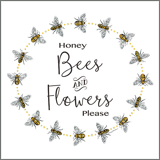 Deb Strain DS2009 - DS2009 - Honey Bees and Flowers Please - 12x12 Honey Bees, Typography, Bees, Insects, Signs from Penny Lane