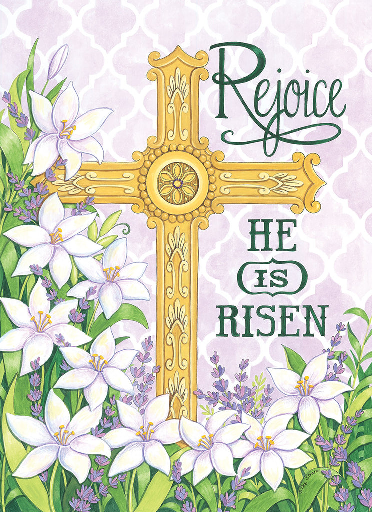 Deb Strain DS2016 - DS2016 - Rejoice Cross - 12x16 Rejoice Cross, Easter, Religion, Flowers, Lilies, He is Risen, Spring, Cross, Signs from Penny Lane