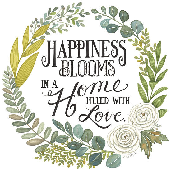 Deb Strain DS2039 - DS2039 - Happiness Blooms - 12x12 Happiness Blooms, Home, Family, Love, Flowers, Greenery, Wreath, Rustic, Typography, Signs from Penny Lane